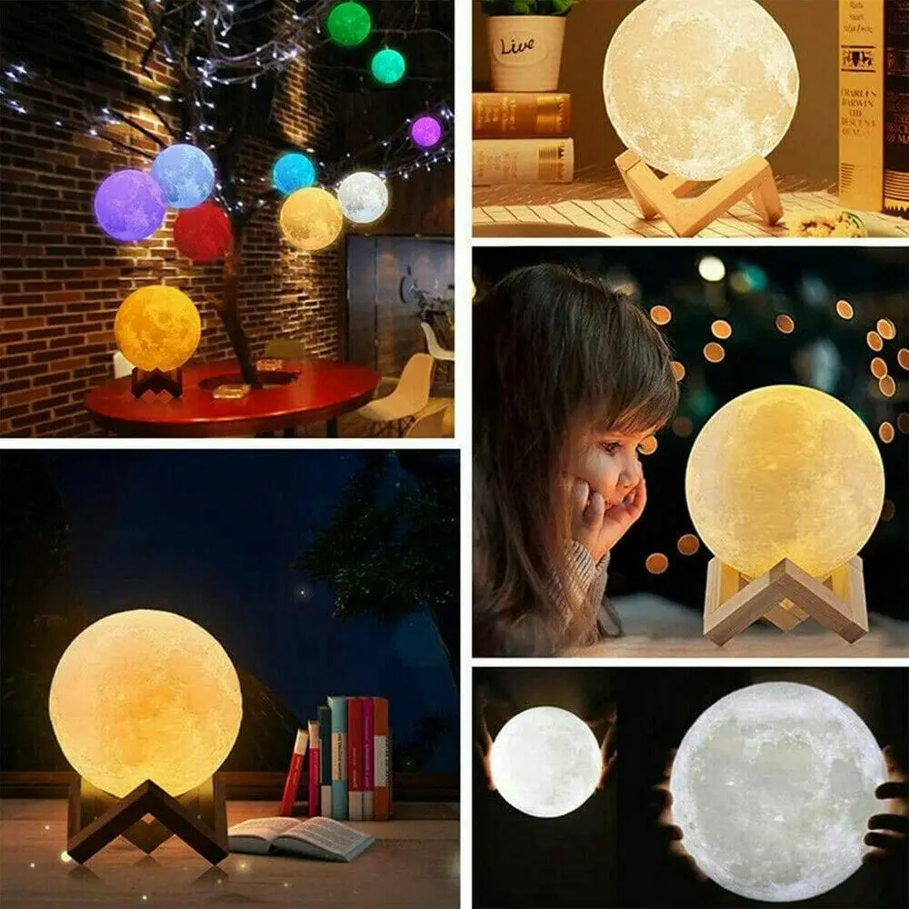 3D Magical Moon Lamp USB LED Night Light Moonlight Touch Sensor 16Colors