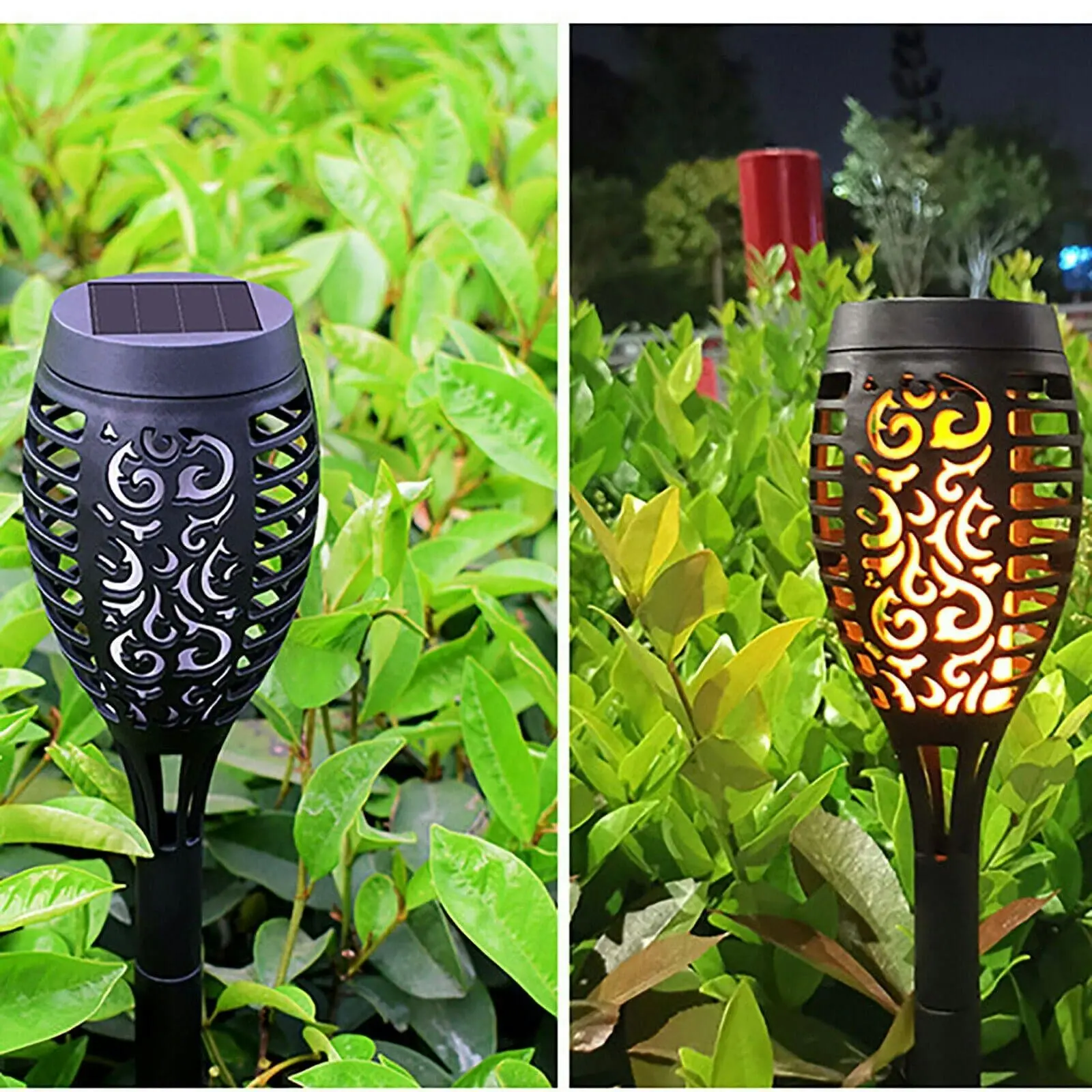 4 Pack Flame Solar Torch Light Waterproof Flickering Dancing Garden Lantern Lamp