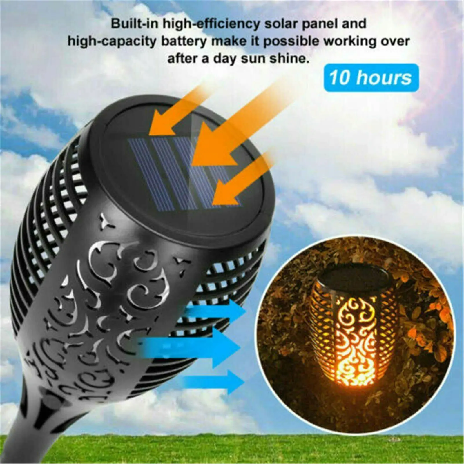 4 Pack Flame Solar Torch Light Waterproof Flickering Dancing Garden Lantern Lamp