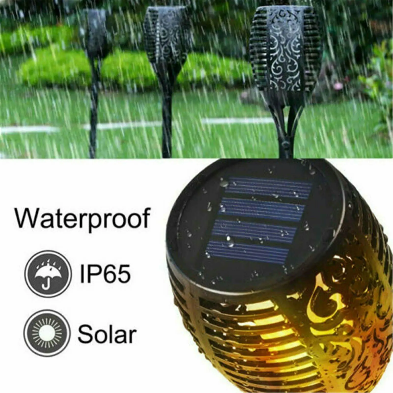 4 Pack Flame Solar Torch Light Waterproof Flickering Dancing Garden Lantern Lamp