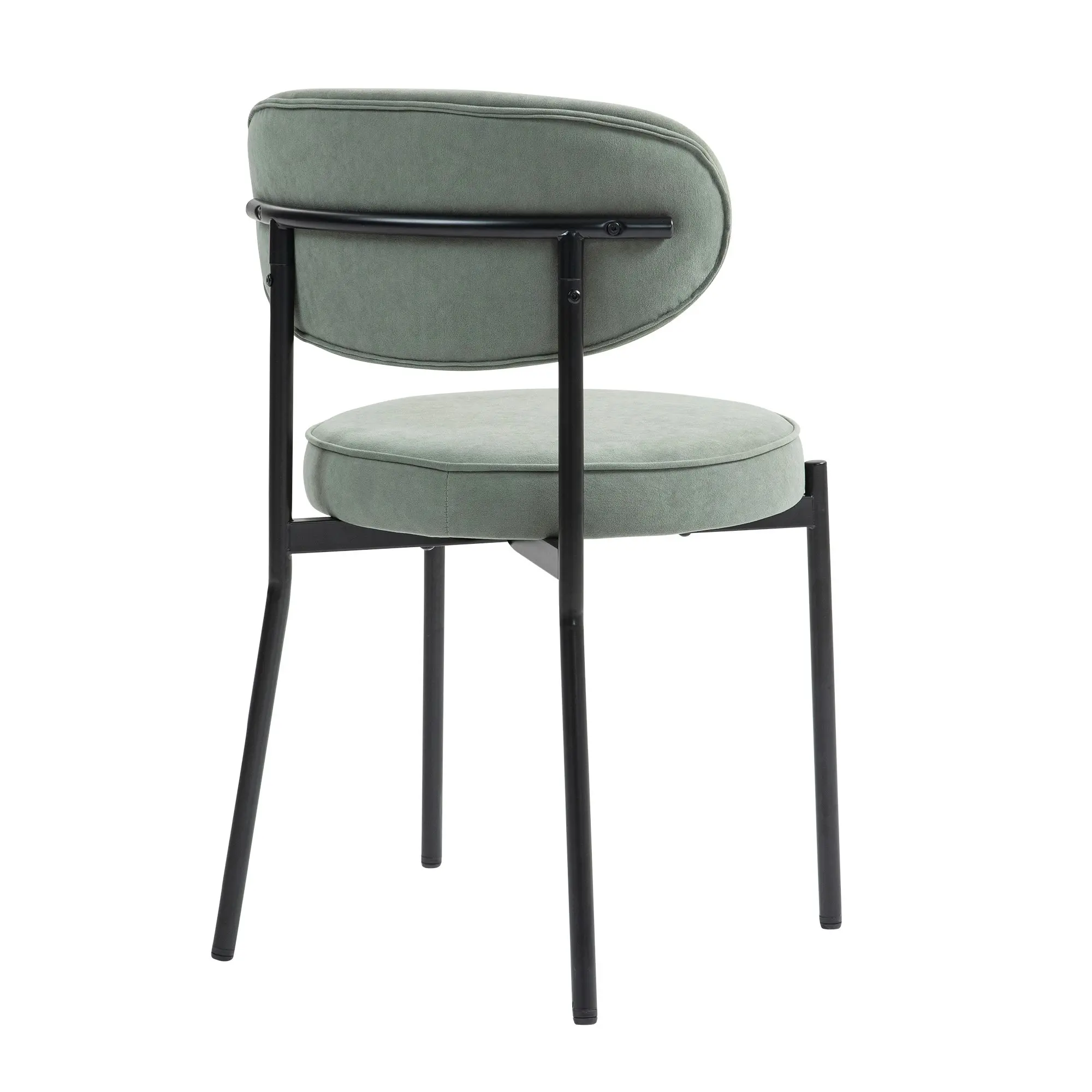 IHOMDEC Mid-Century Round Upholstered Dining Chair with Metal Frame and Legs Set of 2 Green