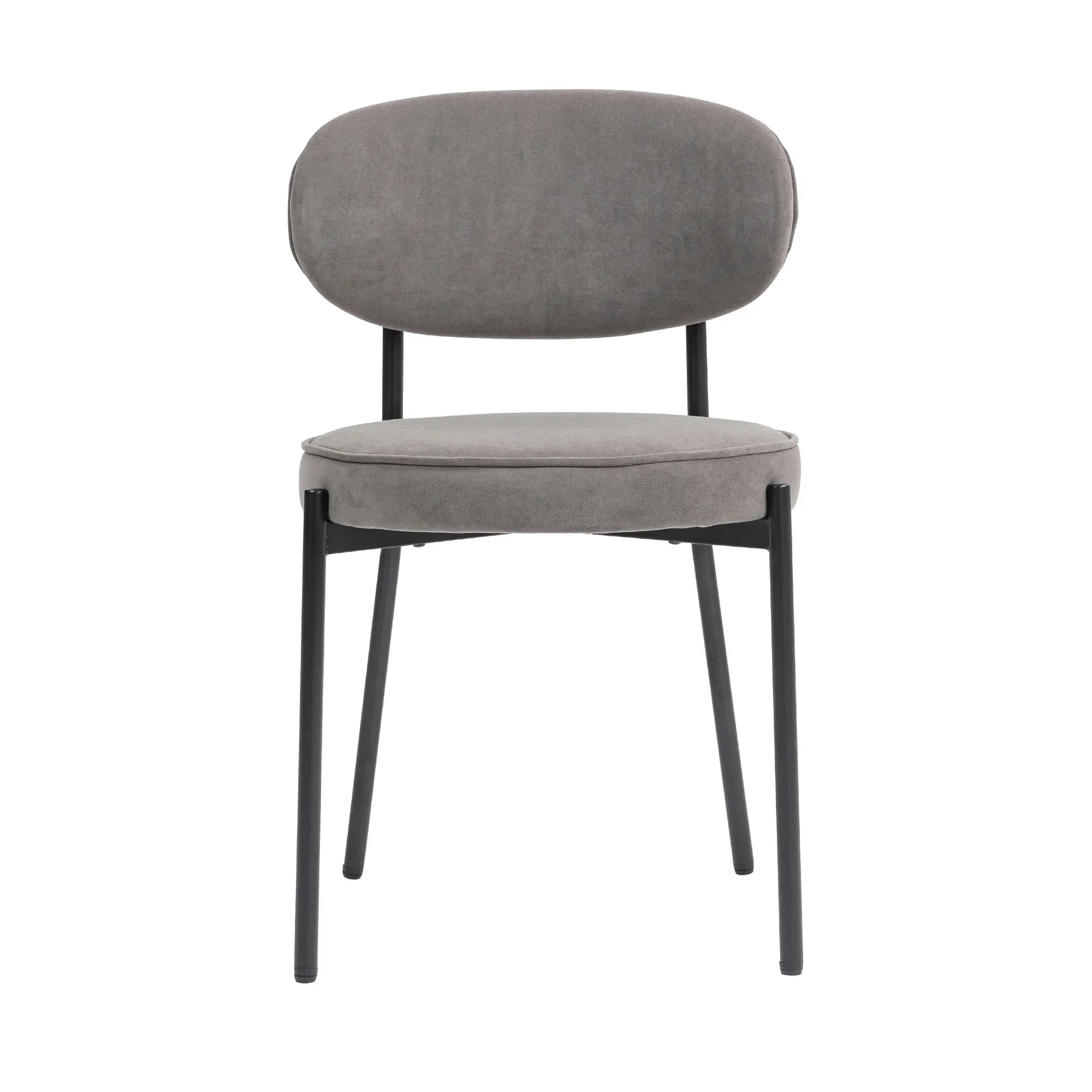 IHOMDEC Mid-Century Round Upholstered Dining Chair with Metal Frame and Legs Set of 2 Dark Grey