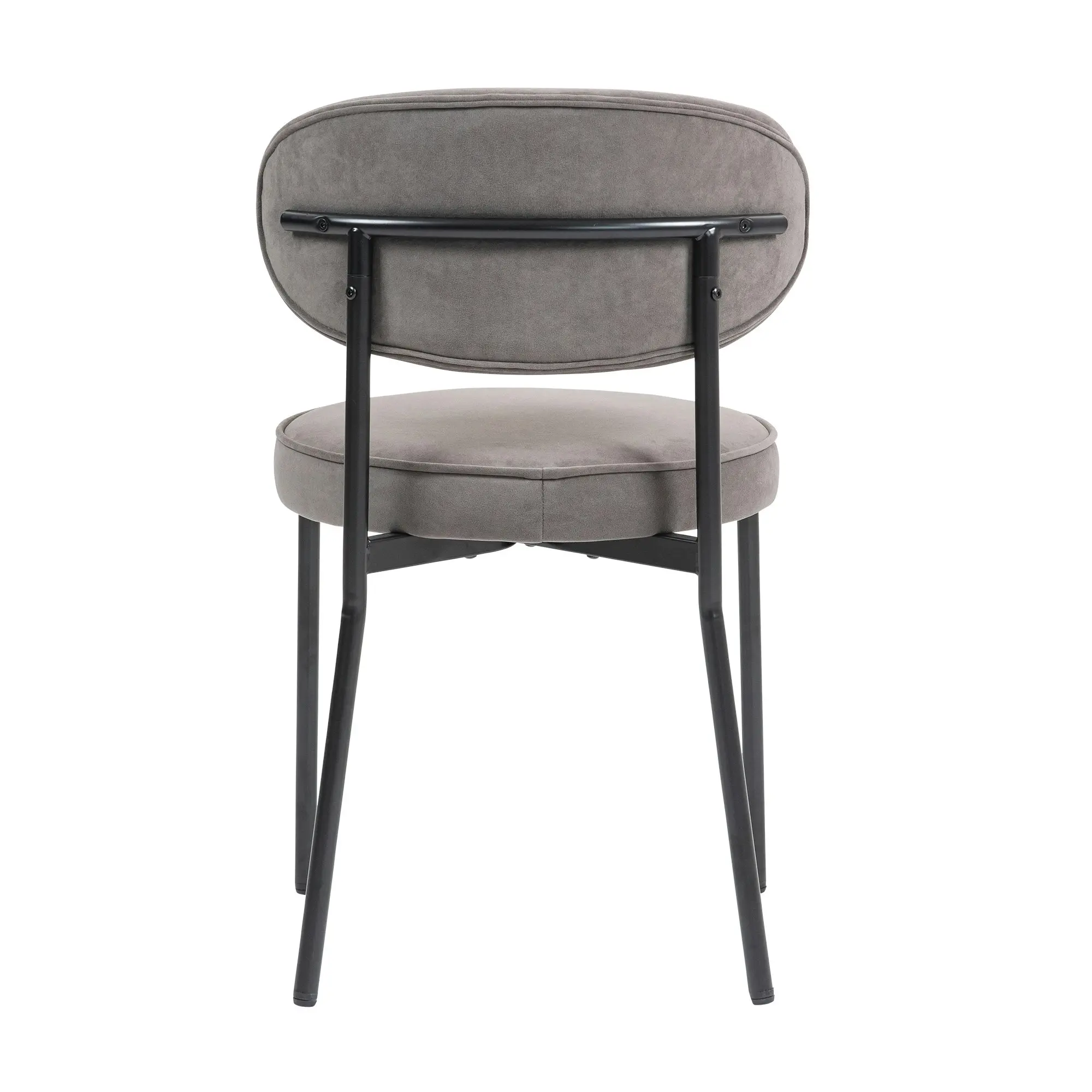 IHOMDEC Mid-Century Round Upholstered Dining Chair with Metal Frame and Legs Set of 2 Dark Grey