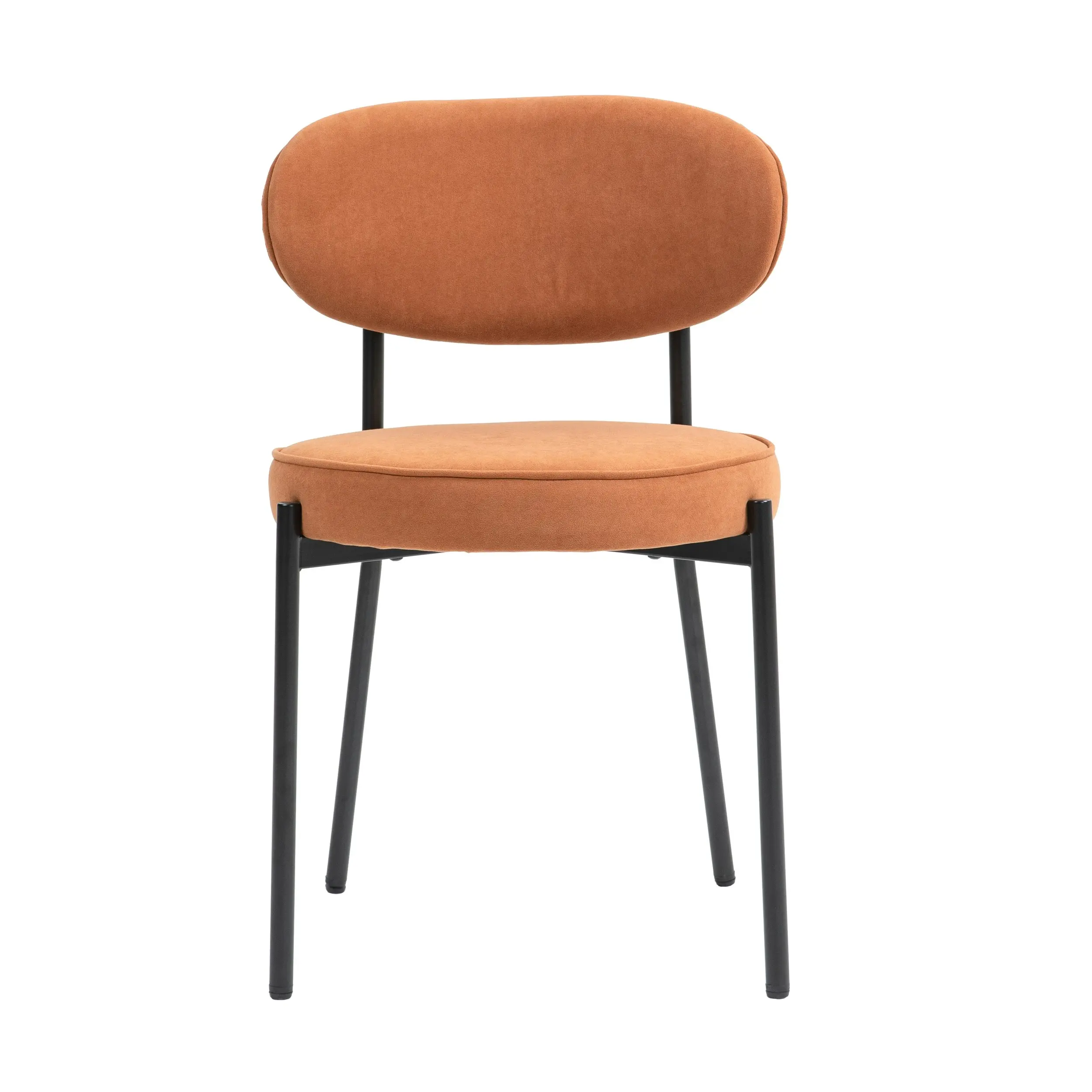 IHOMDEC Mid-Century Round Upholstered Dining Chair with Metal Frame and Legs Set of 2 Rust Orange