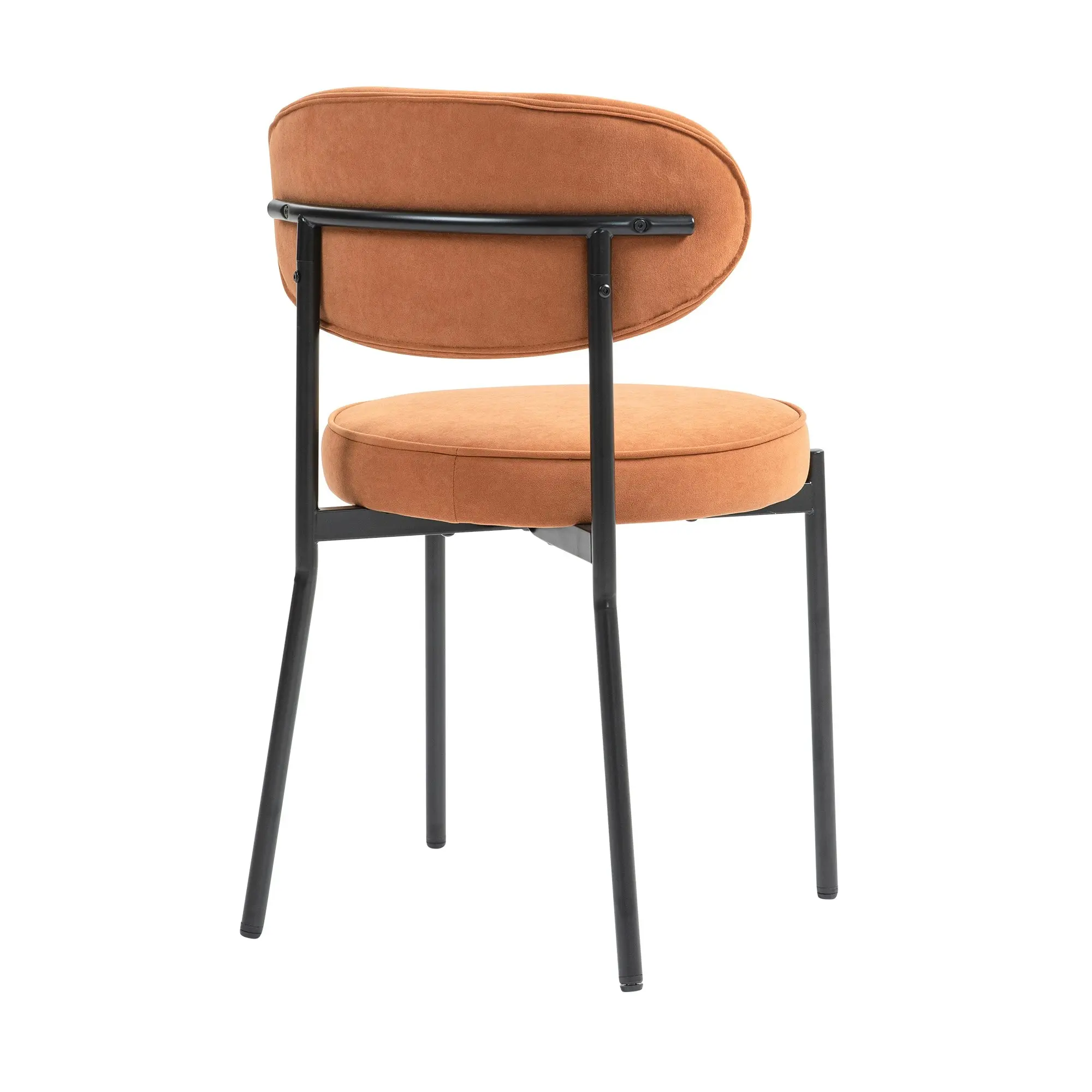 IHOMDEC Mid-Century Round Upholstered Dining Chair with Metal Frame and Legs Set of 2 Rust Orange