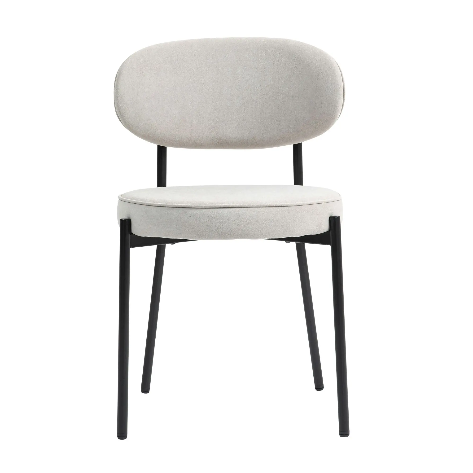 IHOMDEC Mid-Century Round Upholstered Dining Chair with Metal Frame and Legs Set of 2 Light Grey