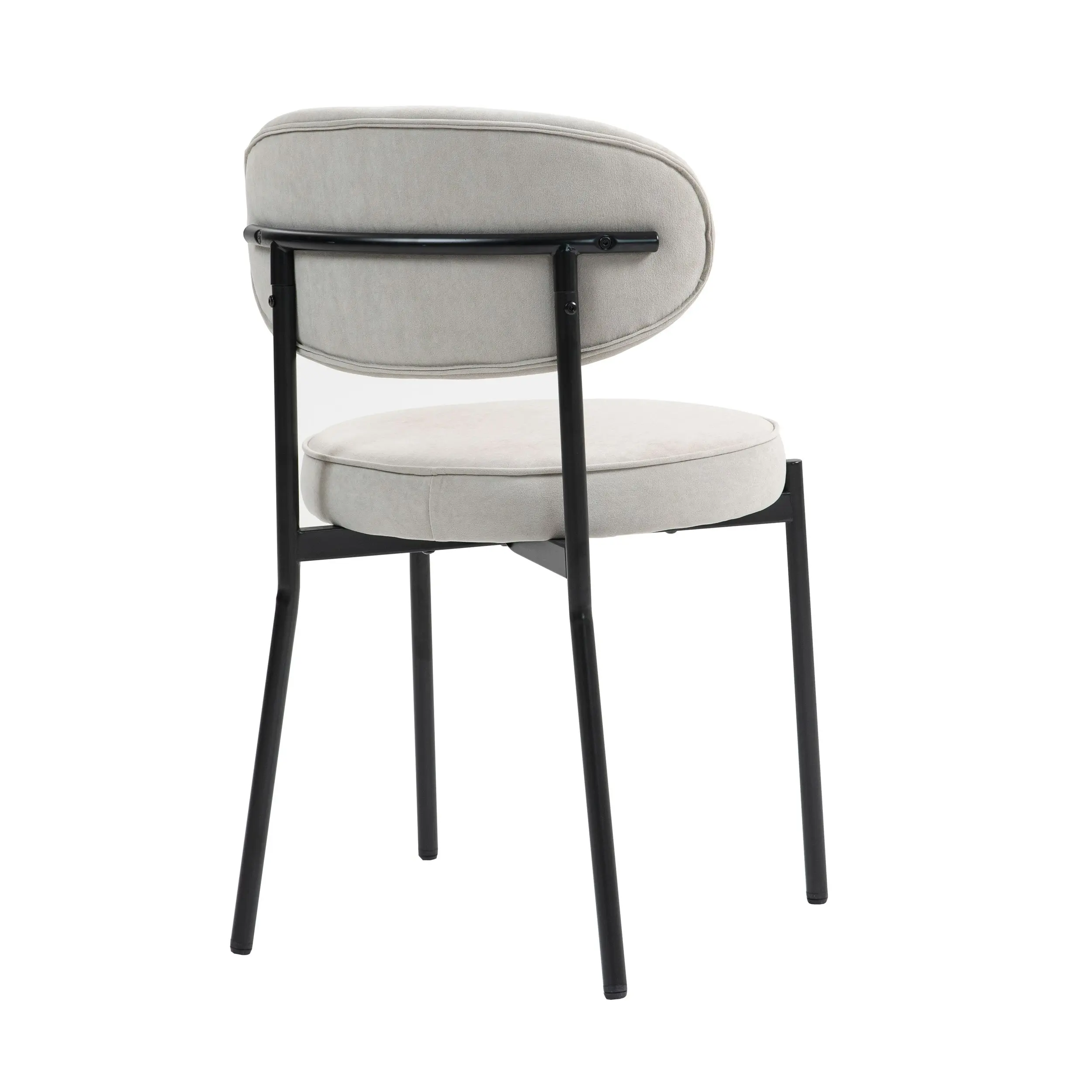 IHOMDEC Mid-Century Round Upholstered Dining Chair with Metal Frame and Legs Set of 2 Light Grey