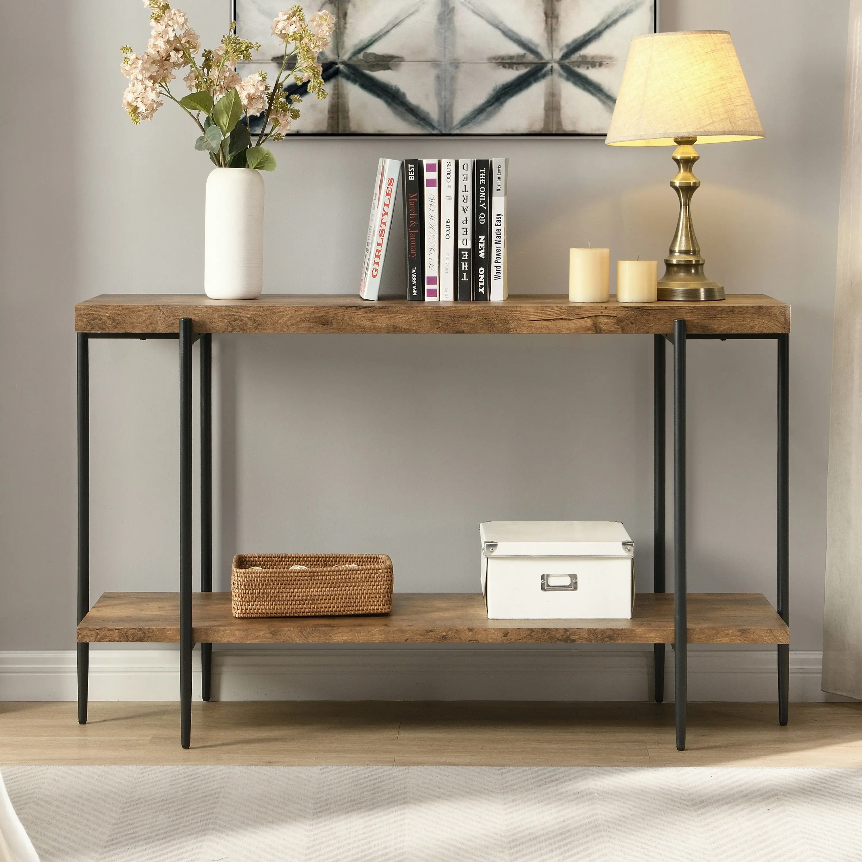 IHOMDEC Extra Long Console Sofa Table 135cmW Dark Brown