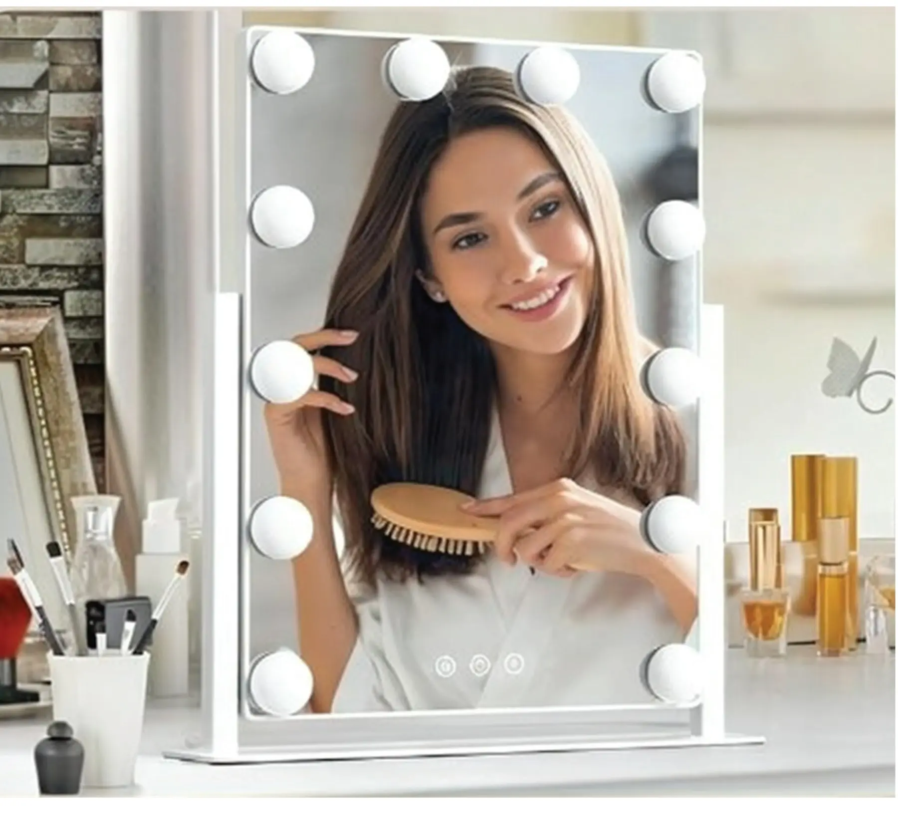 Impressions Makeup Mirror Hollywood Vanity Mirror with 12 LED Bulbs and Adjustable Brightness 43.8 X 35 CM