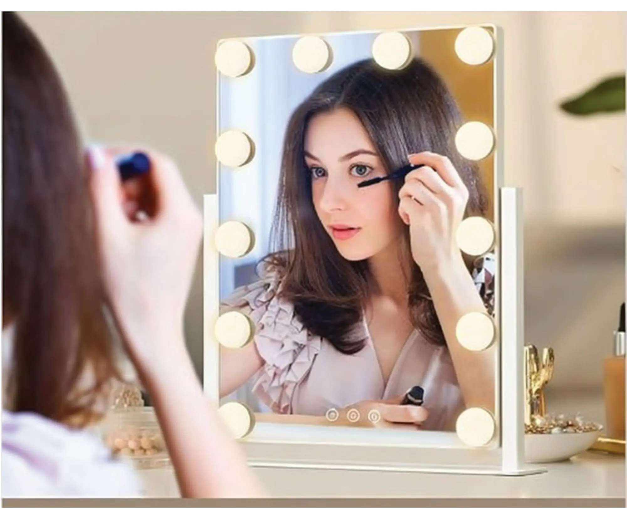 Impressions Makeup Mirror Hollywood Vanity Mirror with 12 LED Bulbs and Adjustable Brightness 43.8 X 35 CM