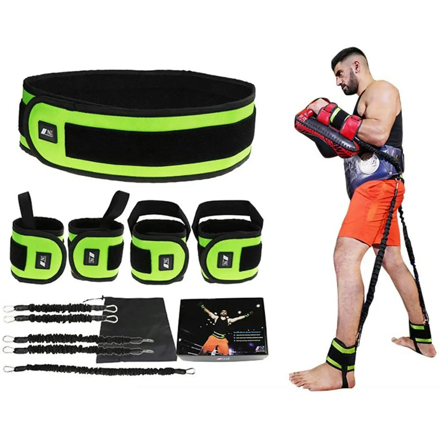 TODO 150lbs Resistance Trainer Band Set Muscle Training Belt Boxing Pilates Ankle Wrist Advanced Bounce Straps