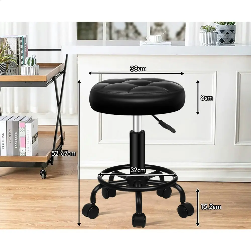 Alfordson Salon Stool Round Swivel Barber Hair Dress Chair Gas Lift All Black