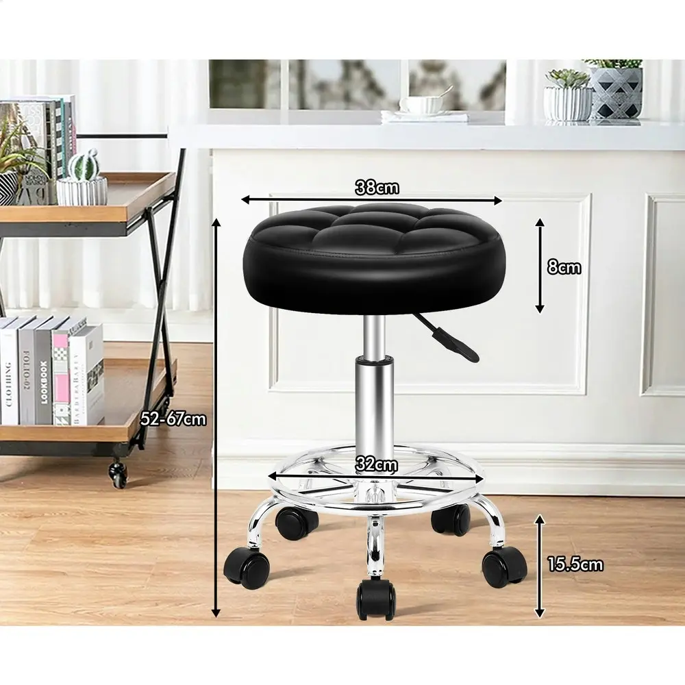 Alfordson Salon Stool Round Swivel Barber Hair Dress Chair Gas Lift Riley Black