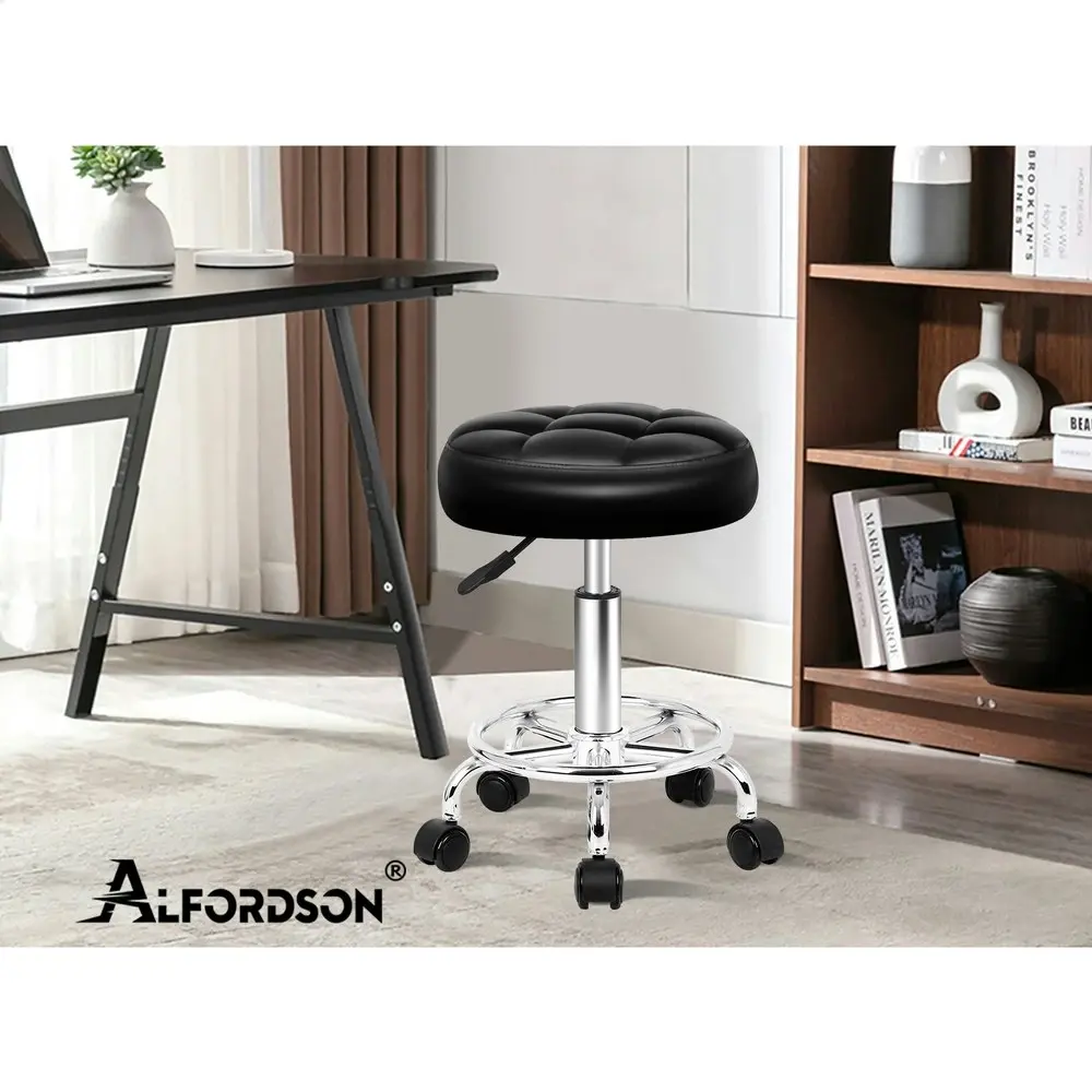 Alfordson Salon Stool Round Swivel Barber Hair Dress Chair Gas Lift Riley Black