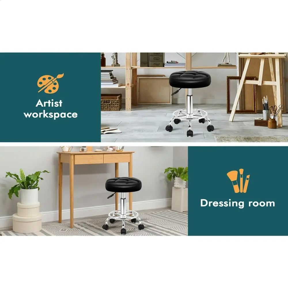 Alfordson Salon Stool Round Swivel Barber Hair Dress Chair Gas Lift Riley Black