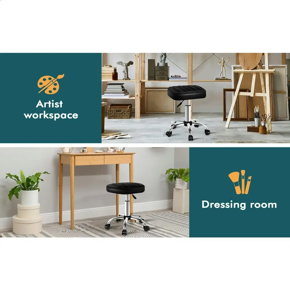 Alfordson Salon Stool Square Swivel Barber Hair Dress Chair Gas Lift Lina Black