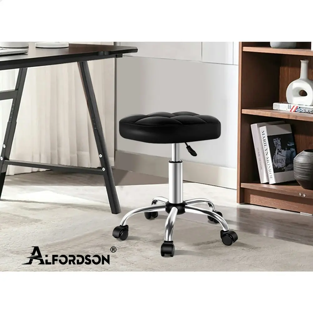 Alfordson Salon Stool Square Swivel Barber Hair Dress Chair Gas Lift Tufan Black