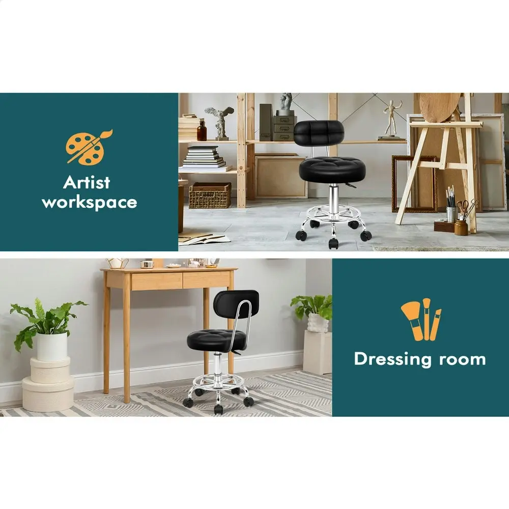 Alfordson Salon Stool Backrest Swivel Barber Hair Dress Chair Riley Black