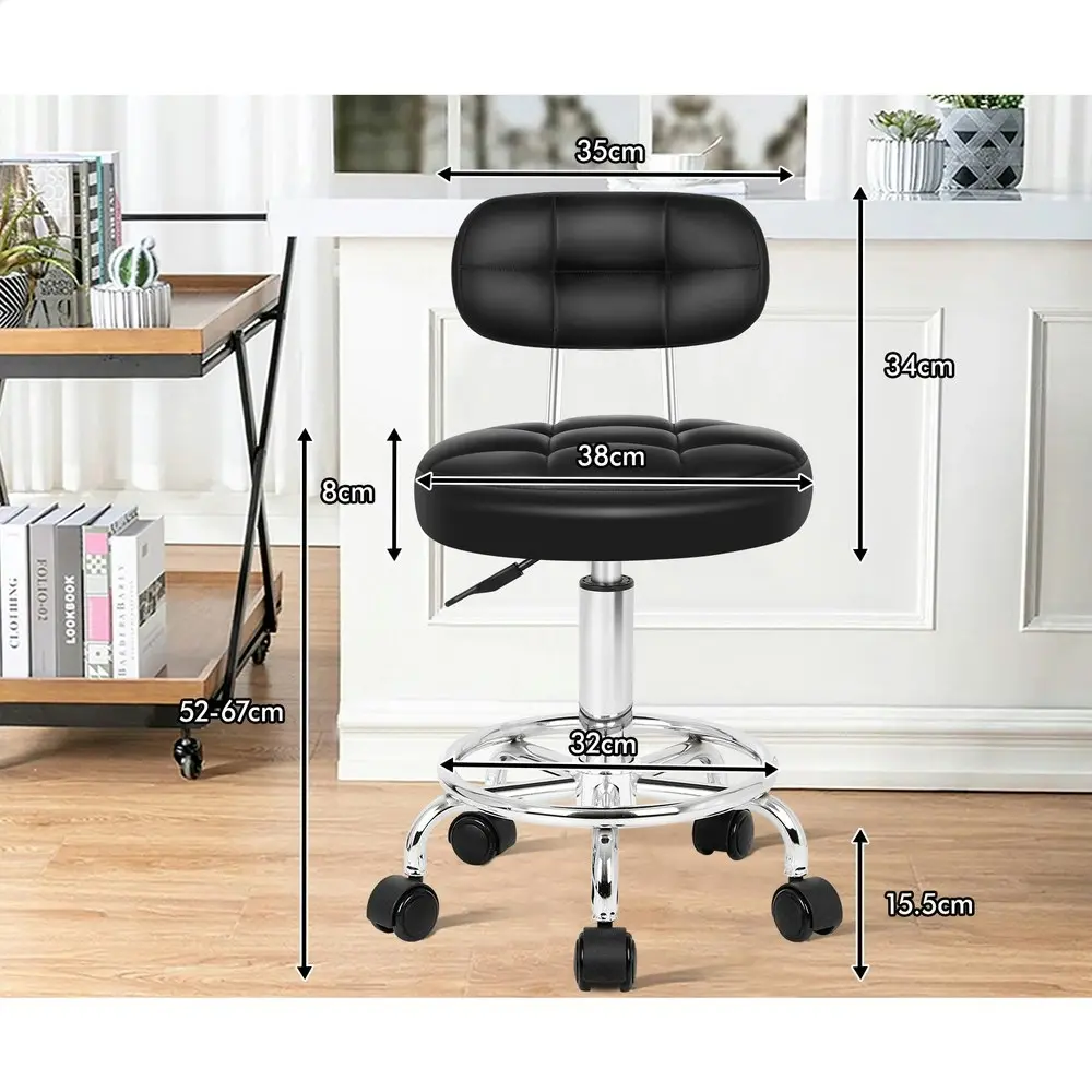 Alfordson Salon Stool Backrest Swivel Barber Hair Dress Chair Riley Black