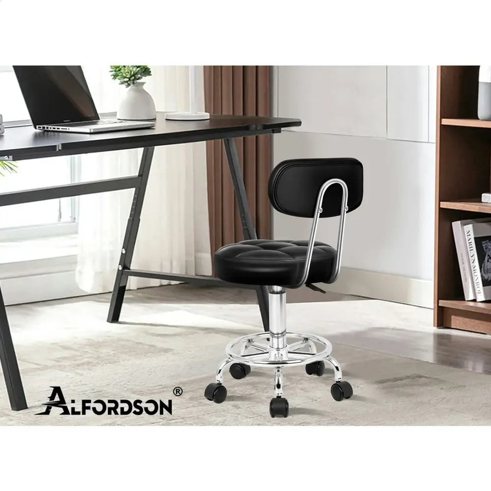 Alfordson Salon Stool Backrest Swivel Barber Hair Dress Chair Riley Black