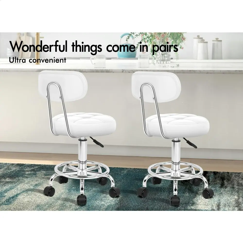 Alfordson Salon Stool Backrest Swivel Barber Hair Dress Chair Riley White