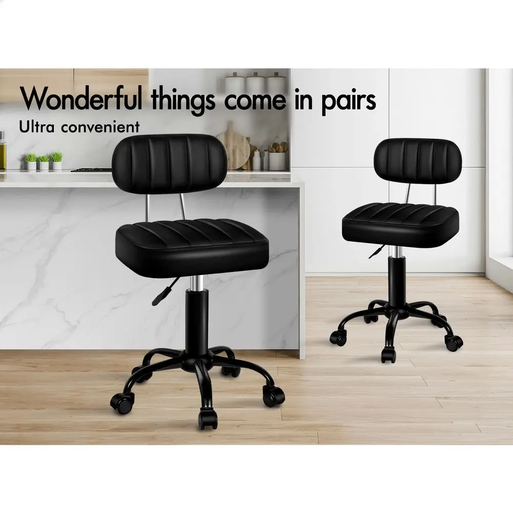 Alfordson Salon Stool Backrest Swivel Barber Hair Dress Chair Lina All Black