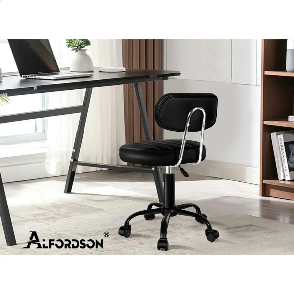 Alfordson Salon Stool Backrest Swivel Barber Hair Dress Chair Lina All Black