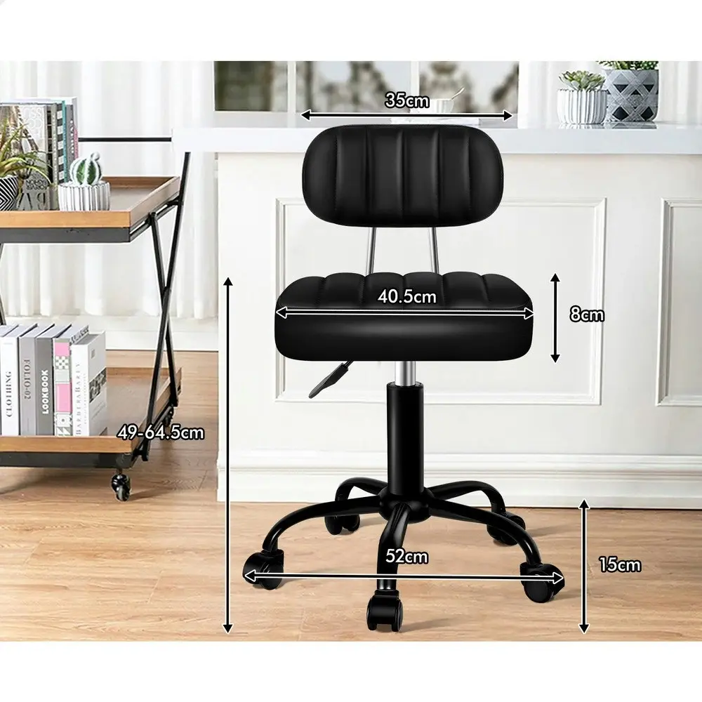 Alfordson Salon Stool Backrest Swivel Barber Hair Dress Chair Lina All Black