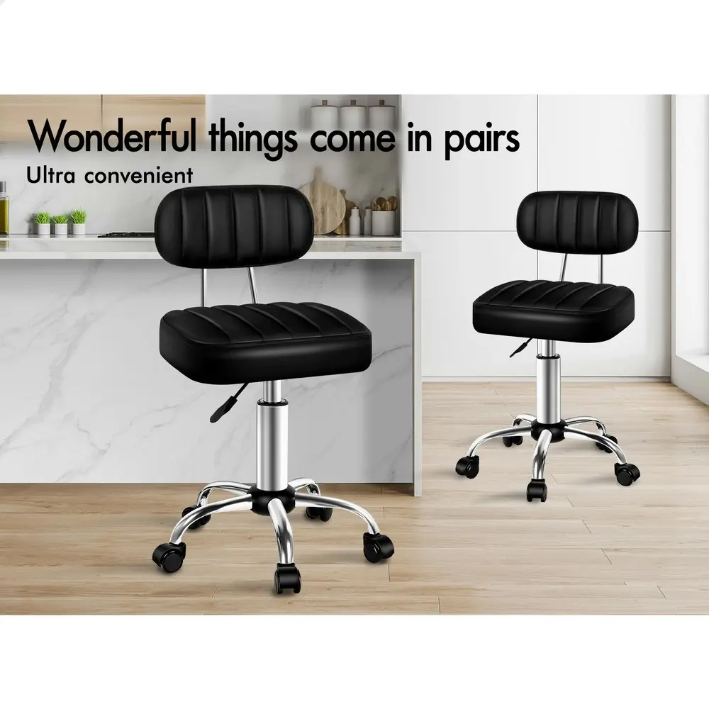 Alfordson Salon Stool Backrest Swivel Barber Hair Dress Chair Lina Black