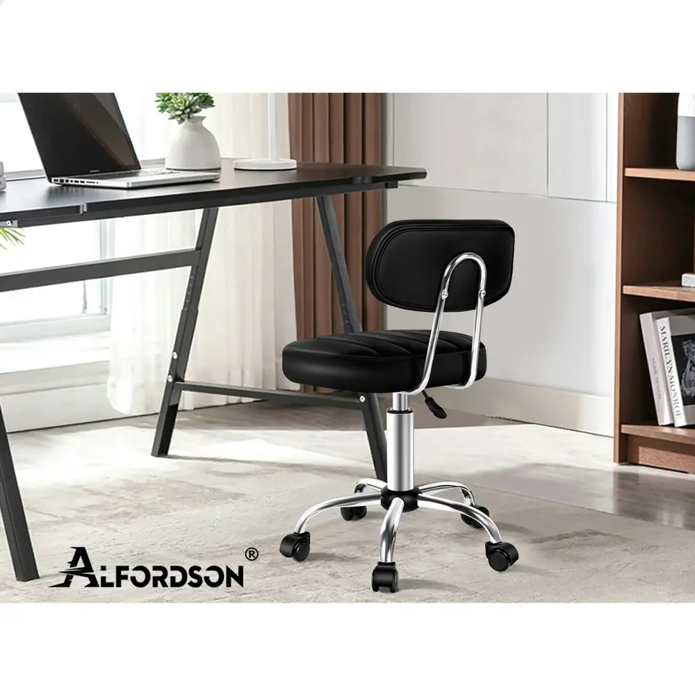 Alfordson Salon Stool Backrest Swivel Barber Hair Dress Chair Lina Black