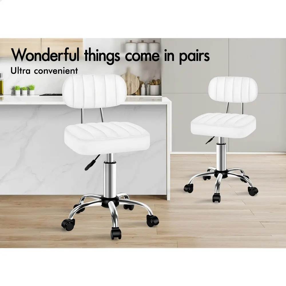 Alfordson Salon Stool Backrest Swivel Barber Hair Dress Chair Lina White