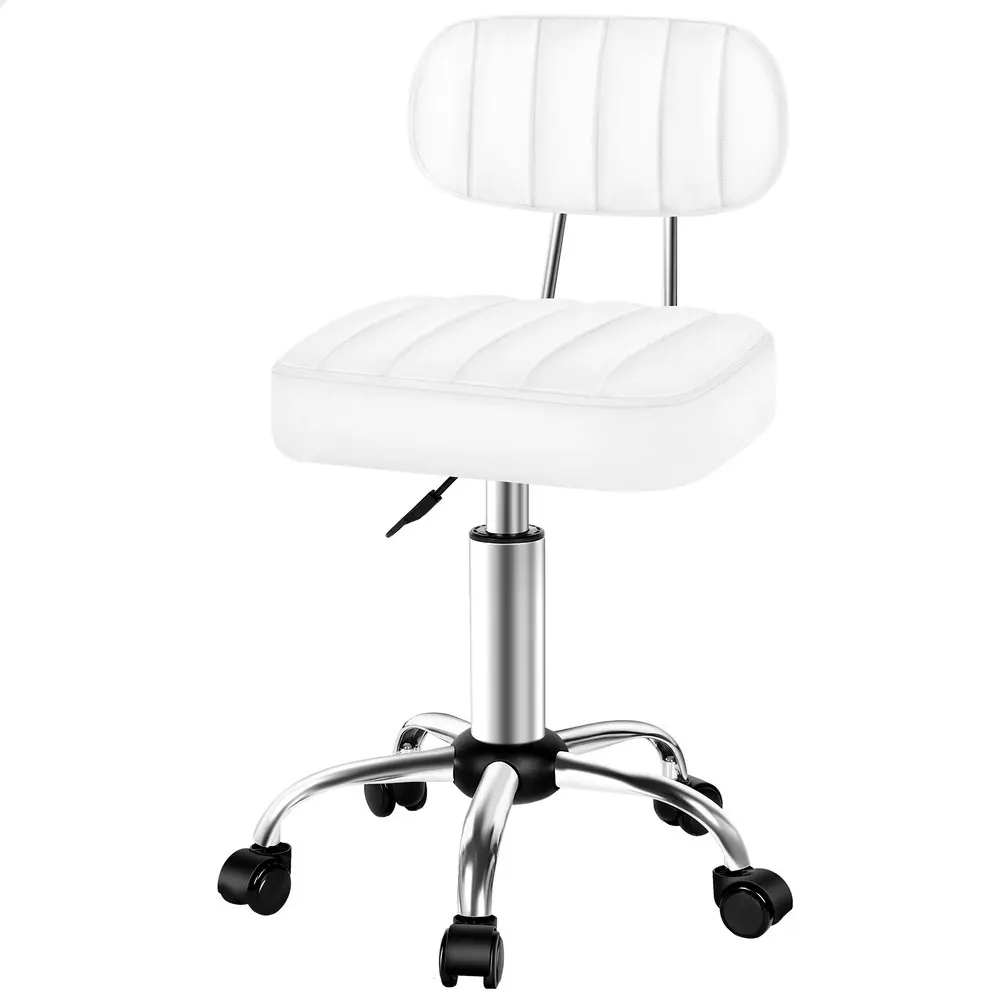 Alfordson Salon Stool Backrest Swivel Barber Hair Dress Chair Lina White