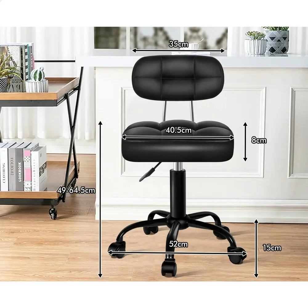 Alfordson Salon Stool Backrest Swivel Barber Hair Dress Chair Tufan All Black