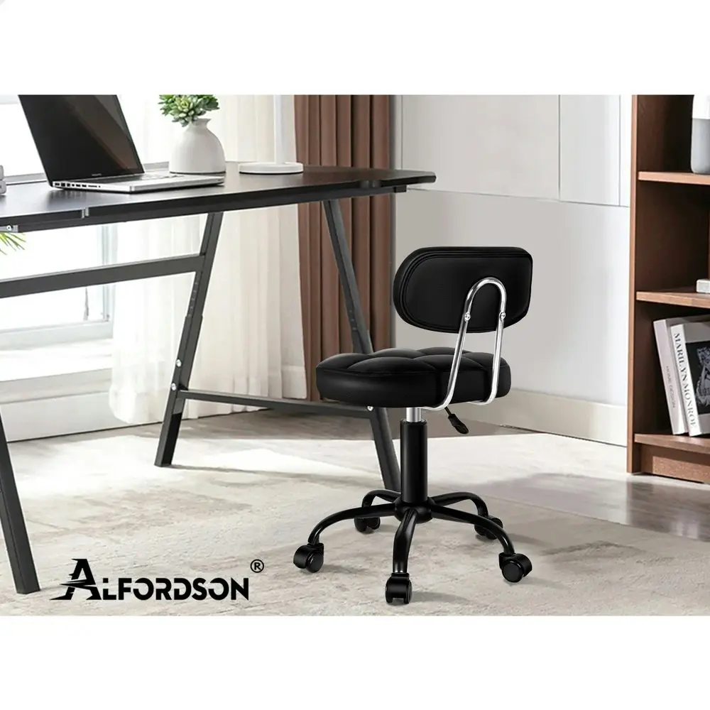 Alfordson Salon Stool Backrest Swivel Barber Hair Dress Chair Tufan All Black