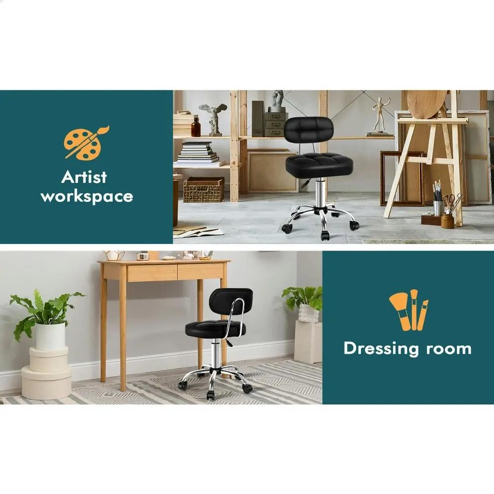 Alfordson Salon Stool Backrest Swivel Barber Hair Dress Chair Tufan Black