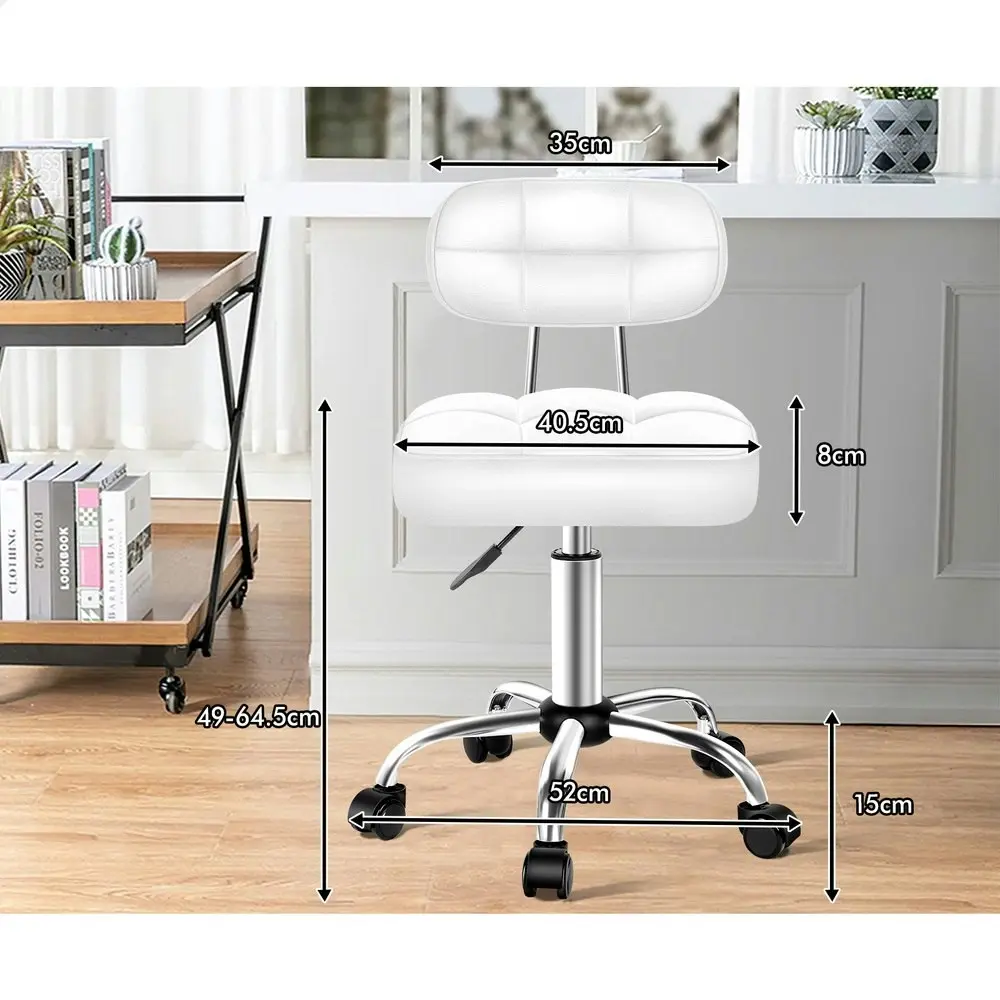 Alfordson Salon Stool Backrest Swivel Barber Hair Dress Chair Tufan White