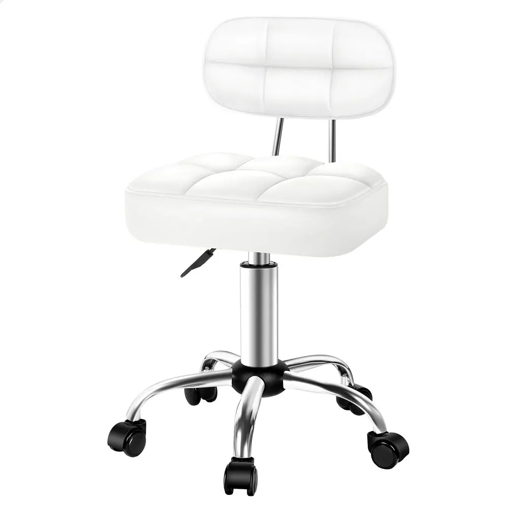 Alfordson Salon Stool Backrest Swivel Barber Hair Dress Chair Tufan White