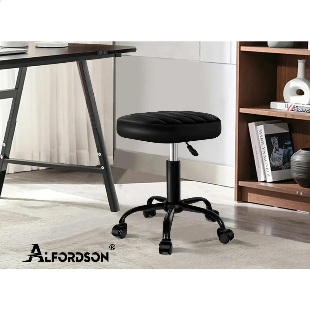 Alfordson Salon Stool Square Swivel Barber Hair Dress Chair Gas Lift All Black