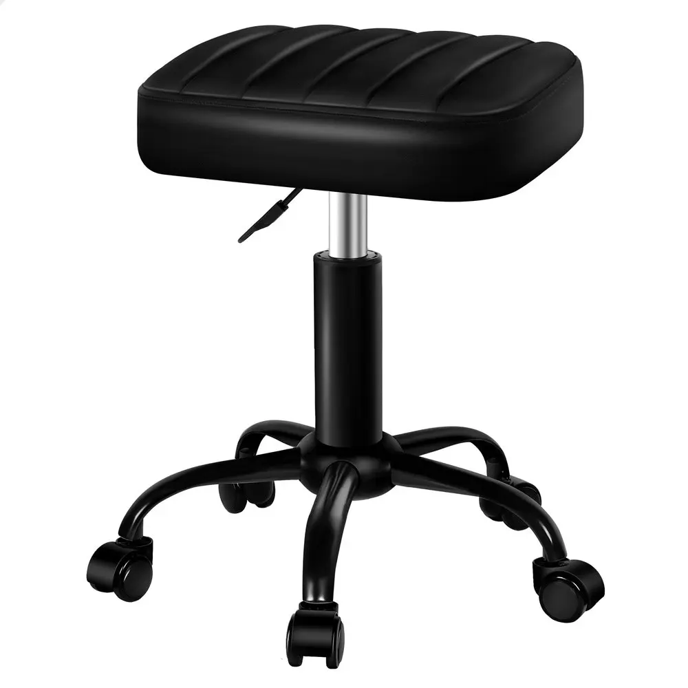 Alfordson Salon Stool Square Swivel Barber Hair Dress Chair Gas Lift All Black