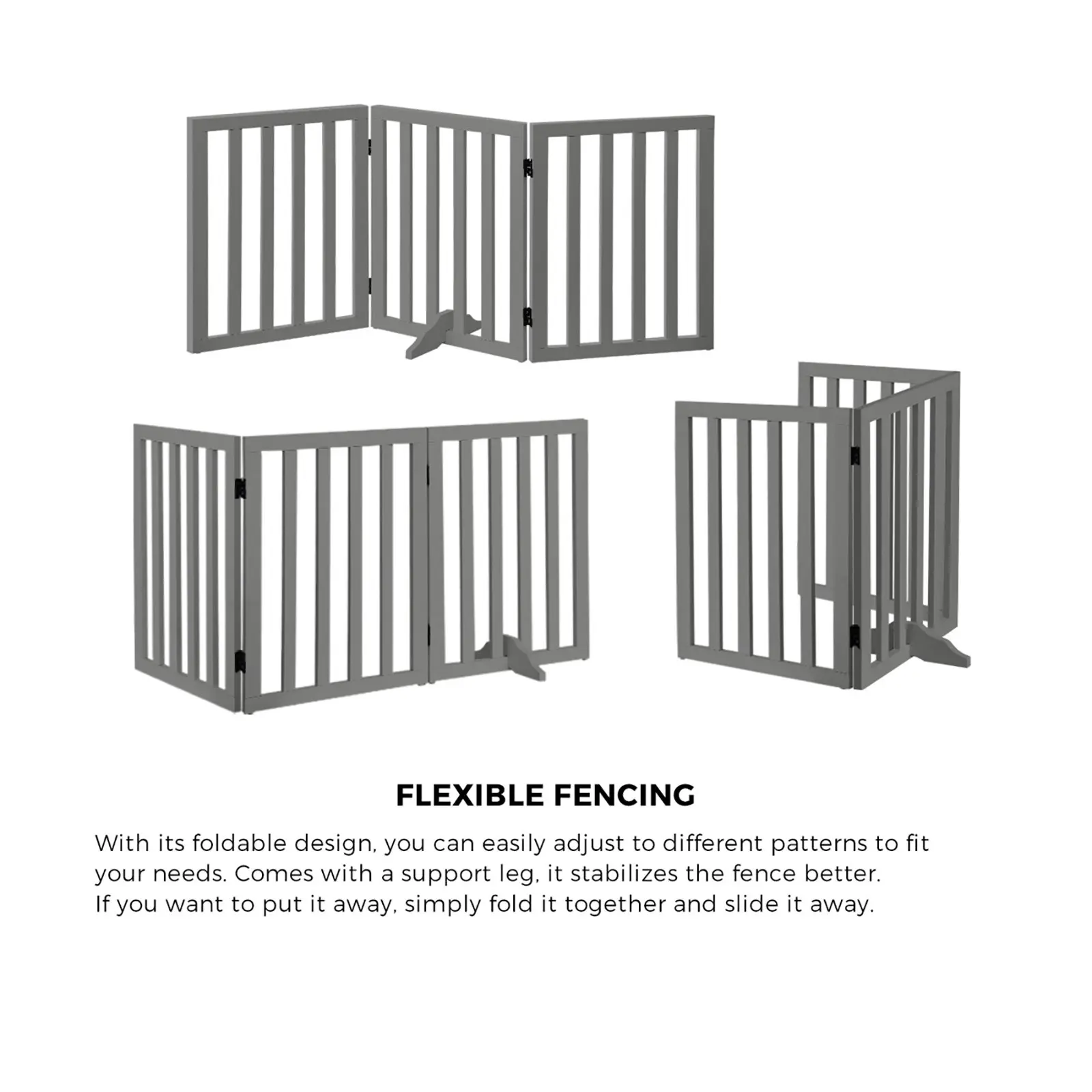 Alopet Wooden Pet Gate Dog Fence 142x60.5cm 3 Panels Safety Stair Barrier Security Door