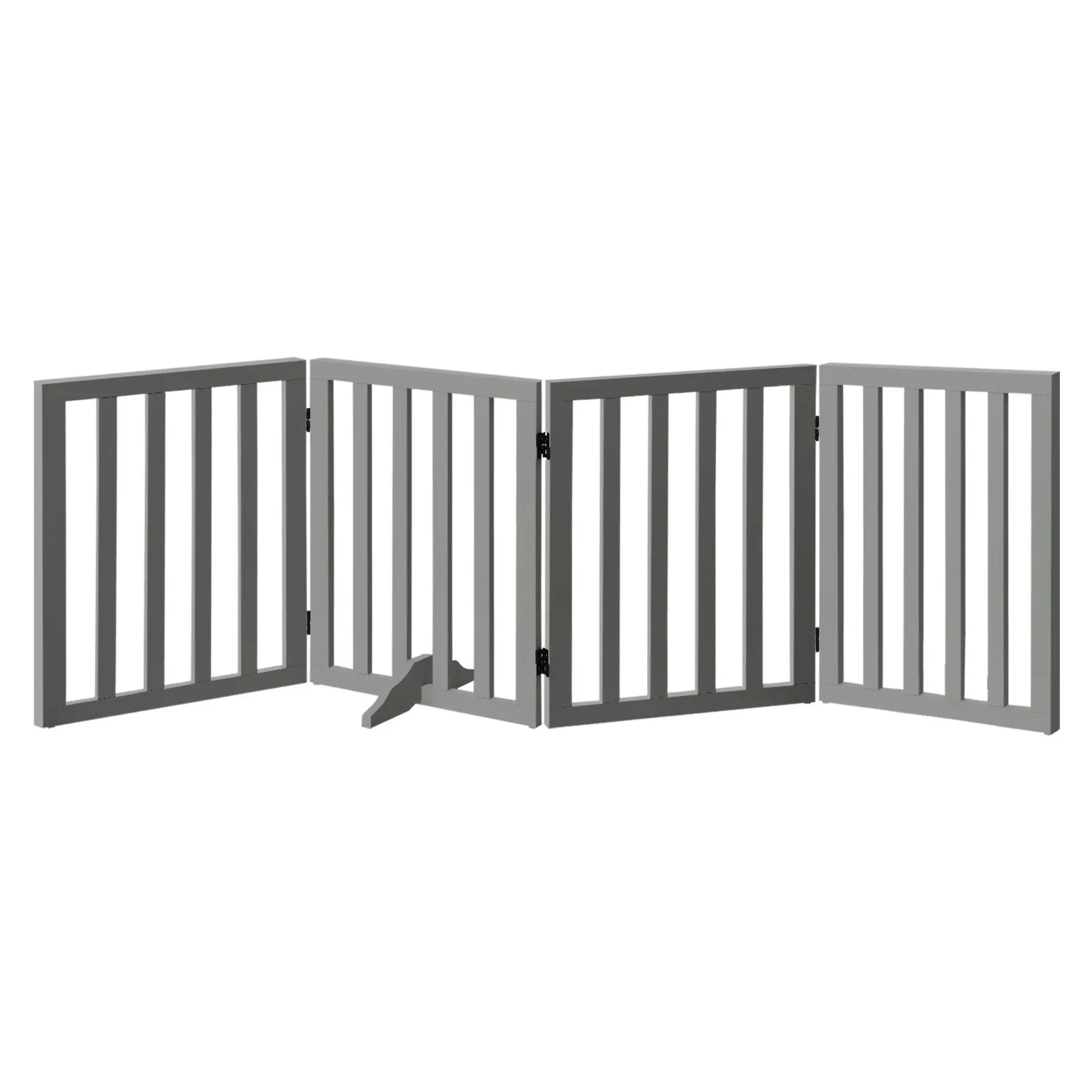 Alopet Wooden Pet Gate Dog Fence 189x60.5cm 4 Panels Safety Stair Barrier Security Door Grey