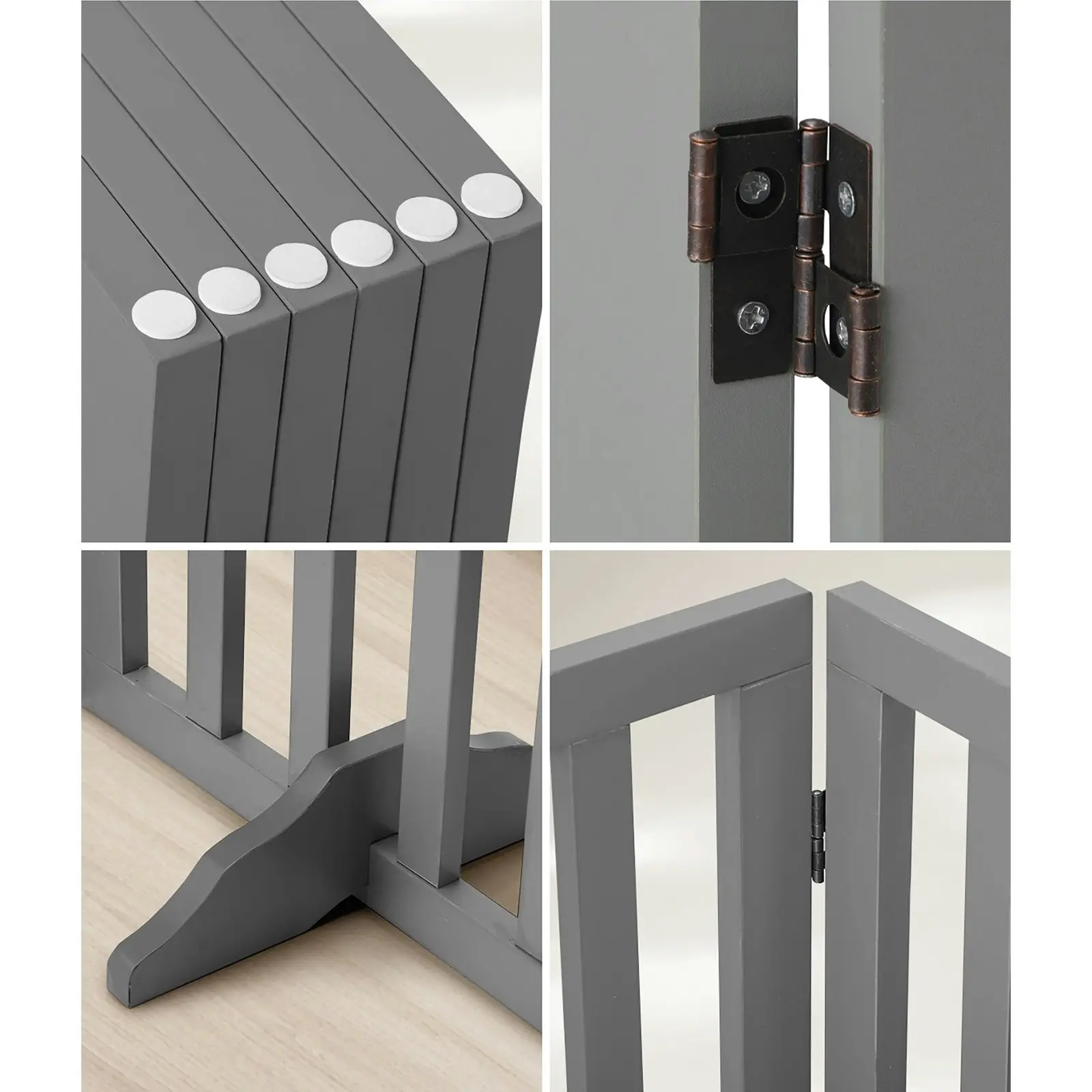 Alopet Wooden Pet Gate Dog Fence 284x60.5cm 6 Panels Safety Stair Barrier Security Door Grey