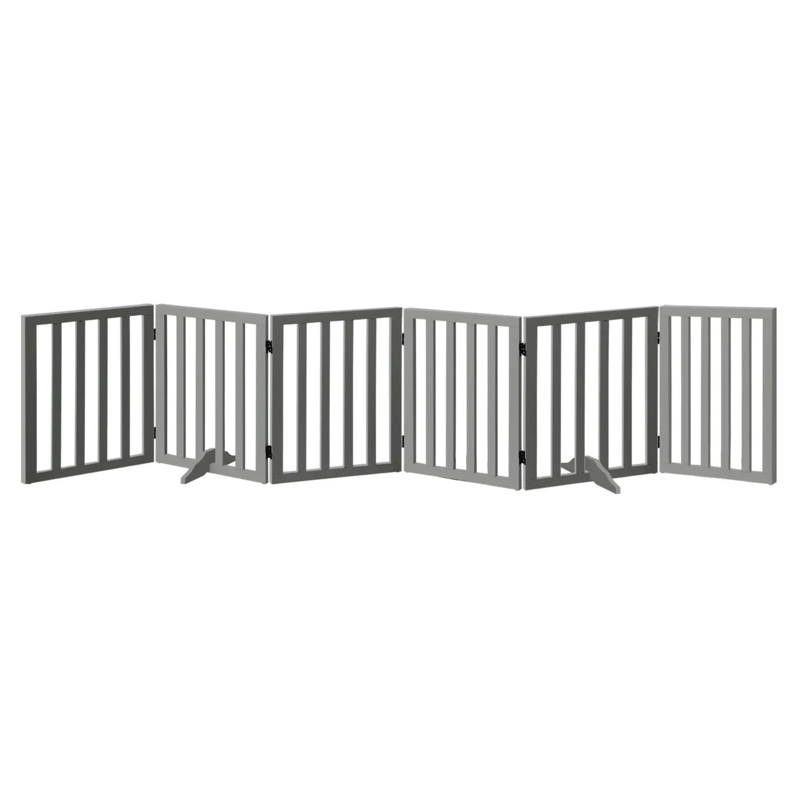 Alopet Wooden Pet Gate Dog Fence 284x60.5cm 6 Panels Safety Stair Barrier Security Door Grey