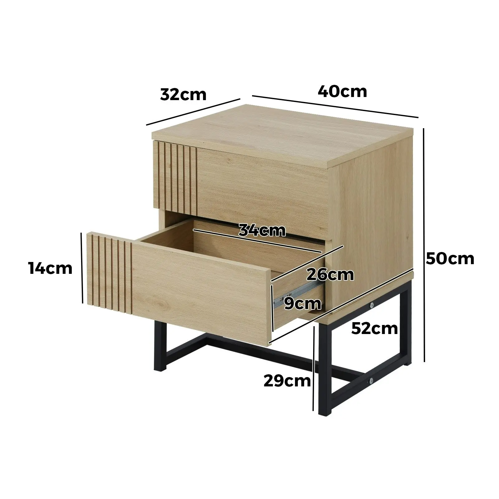 Oikiture Set of 2 Bedside Tables Side Table Bedroom Storage