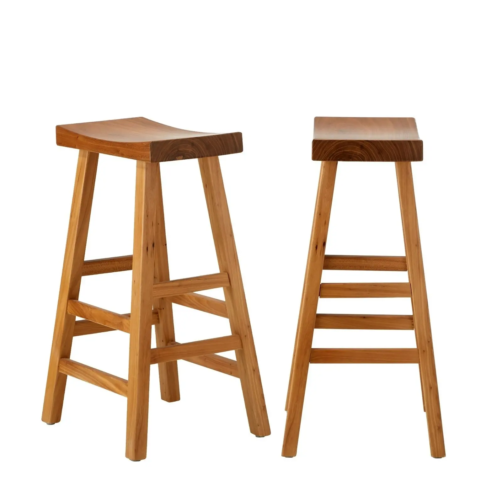 Oikiture Set of 4 Bar Stools Kitchen Stool Wooden Counter Chairs Natural