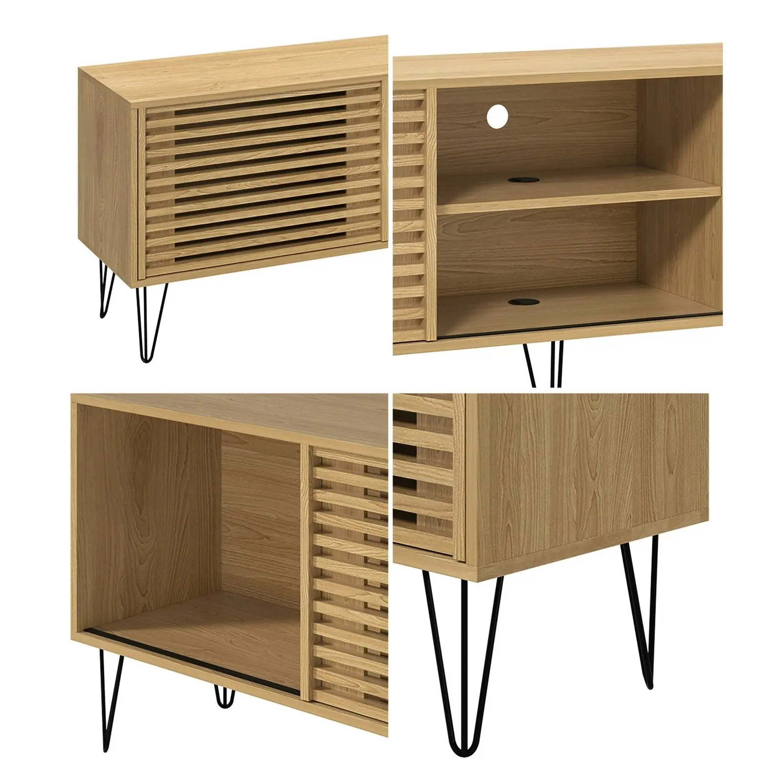 Oikiture TV Cabinet Entertainment Unit Stand Storage 180CM Oak