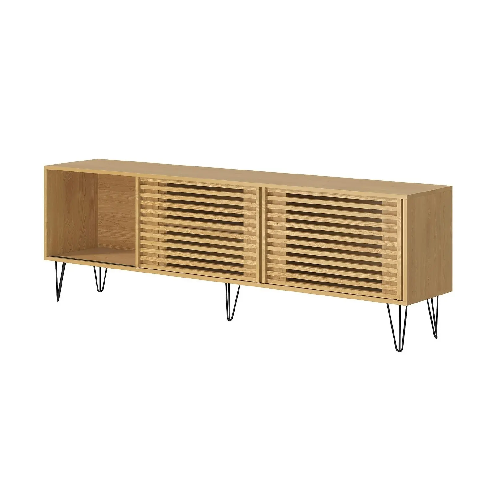 Oikiture TV Cabinet Entertainment Unit Stand Storage 180CM Oak