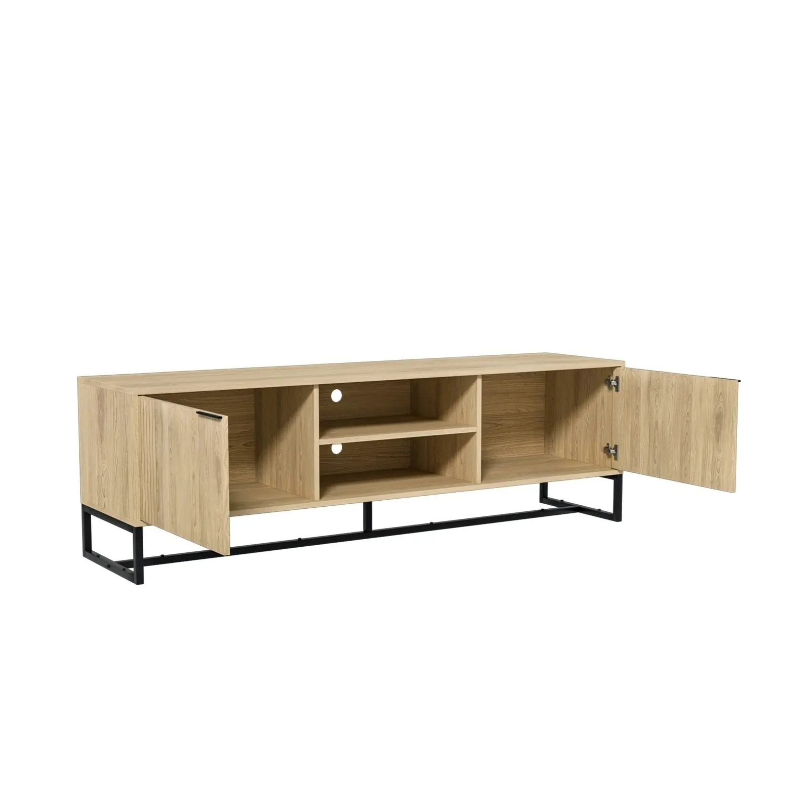 Oikiture TV Cabinet Entertainment Unit 160cm Oak