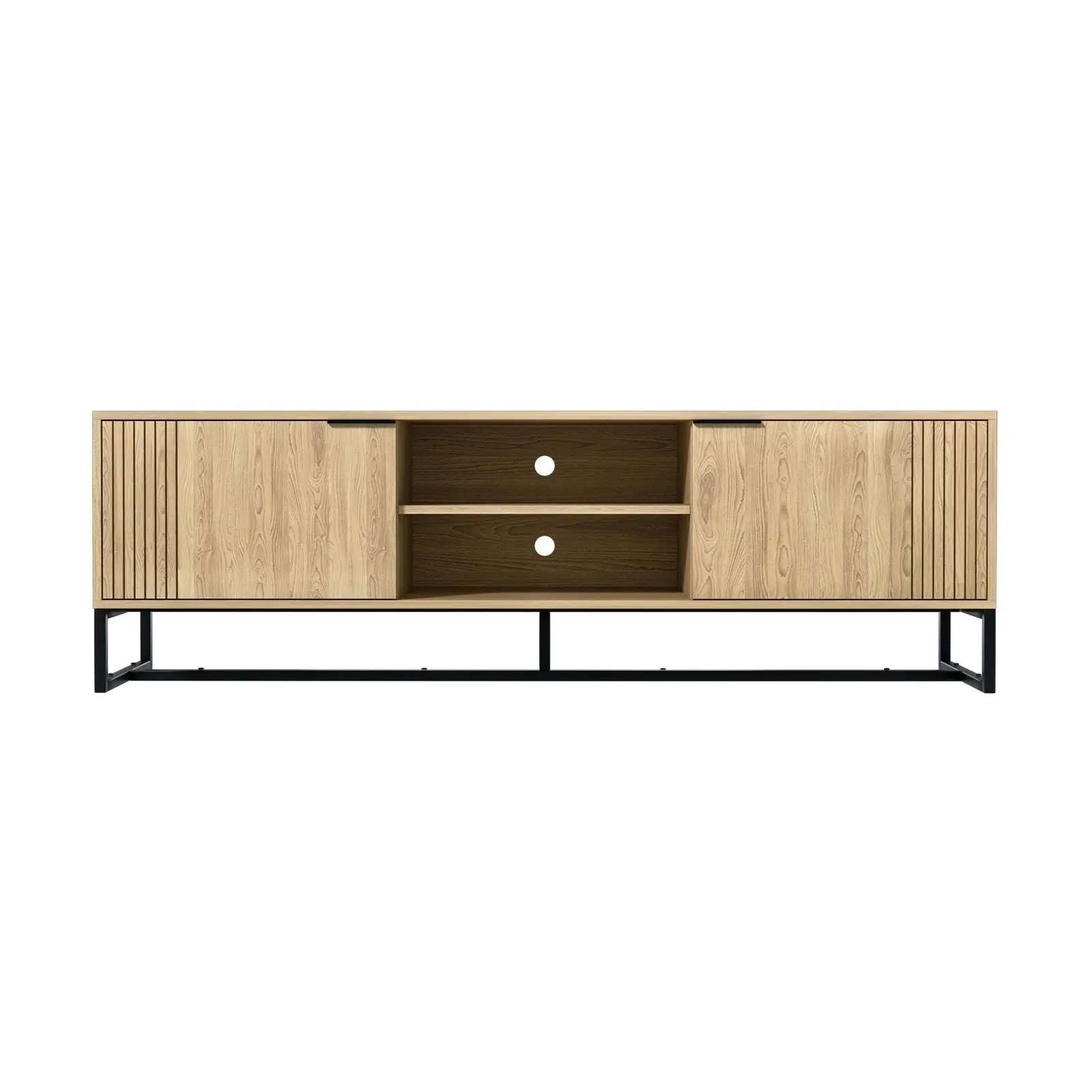 Oikiture TV Cabinet Entertainment Unit 160cm Oak