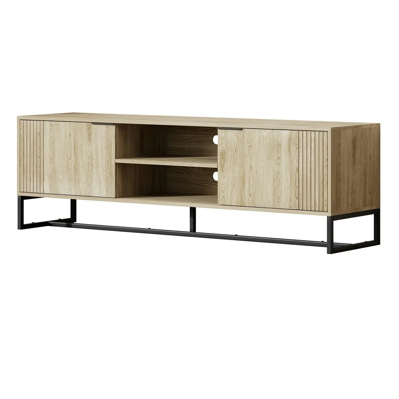 Oikiture TV Cabinet Entertainment Unit 160cm Oak